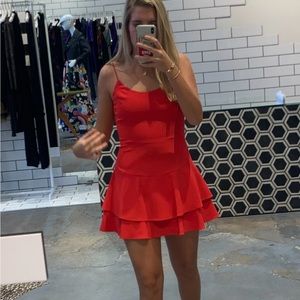 Alice + Olivia Palmira Ruffle Mini Red Dress